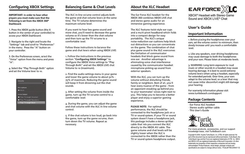 Turtle Beach Ear Force XLC User manual Turtle Beach Ear Force XLC User manual