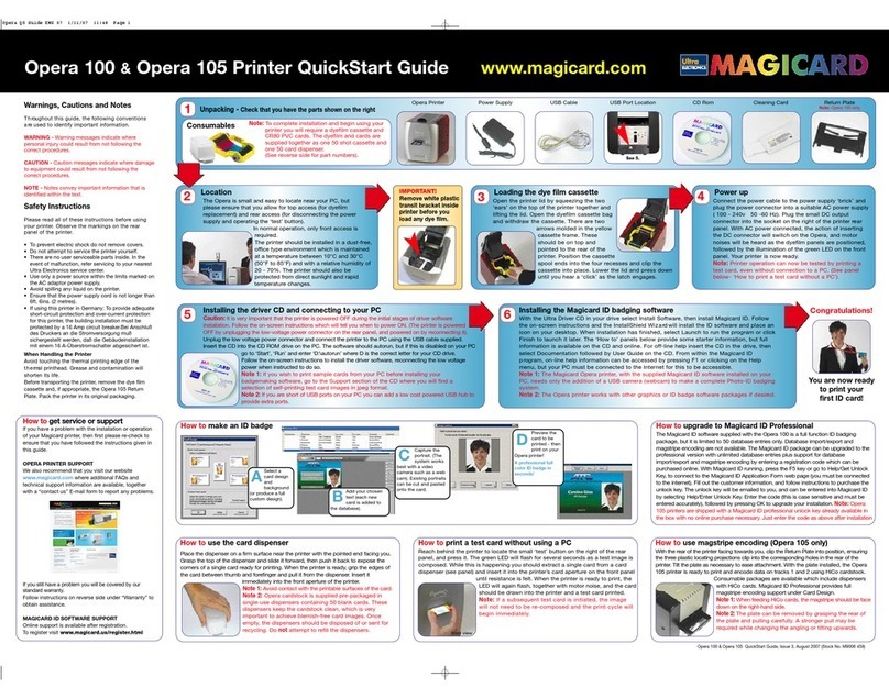Ultra electronics Magicard Opera 100 User manual