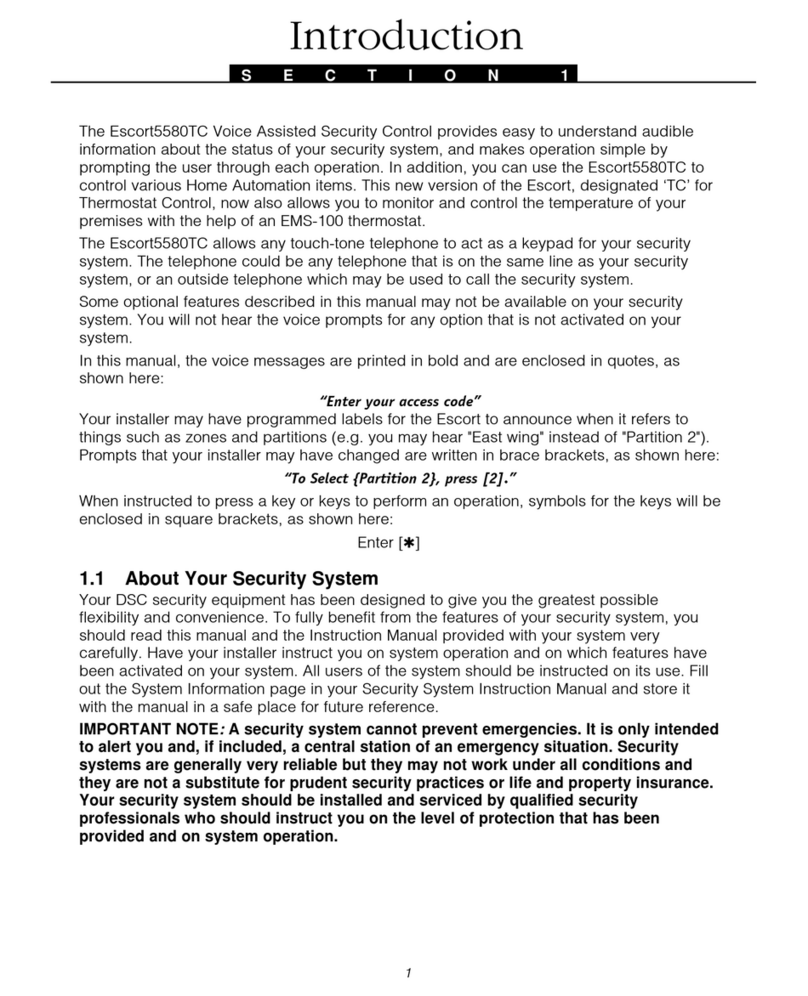 DSC Voice Assisted Security Control Escort5580TC User manual
