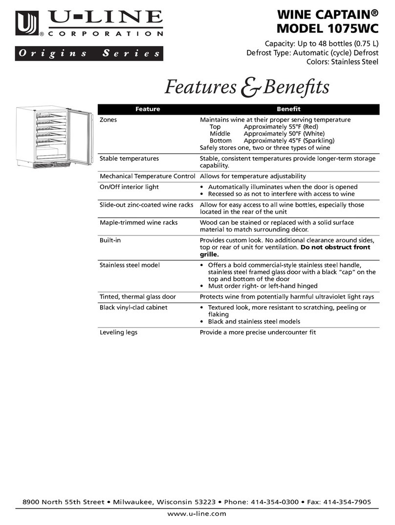 U-Line Wine Captain 1075WC Owner's manual