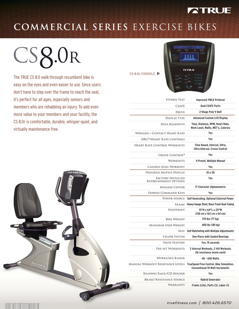 True Fitness Commercial Series Exercise Bikes CS8.0R Specifications