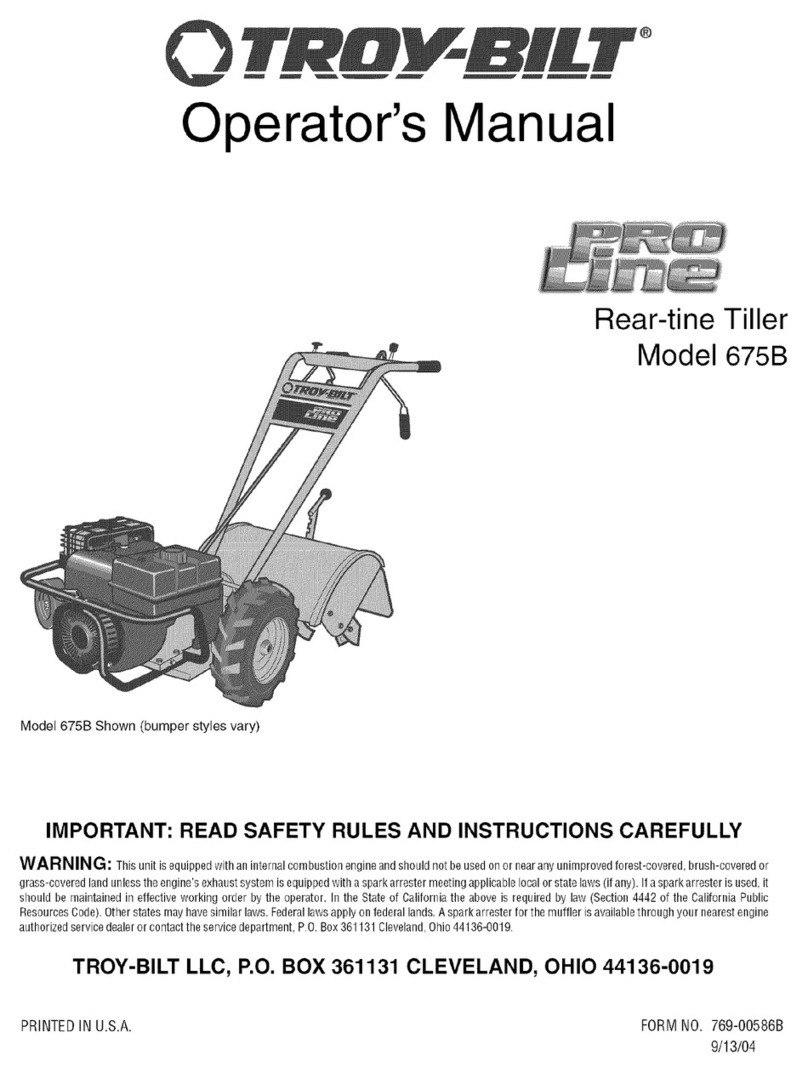 Troy-Bilt REAR-TINE TILLER 675B User manual