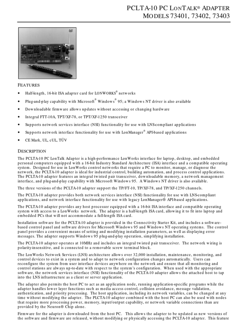 Echelon PCLTA-10 PC LonTalk Adapter 73401 product manual
