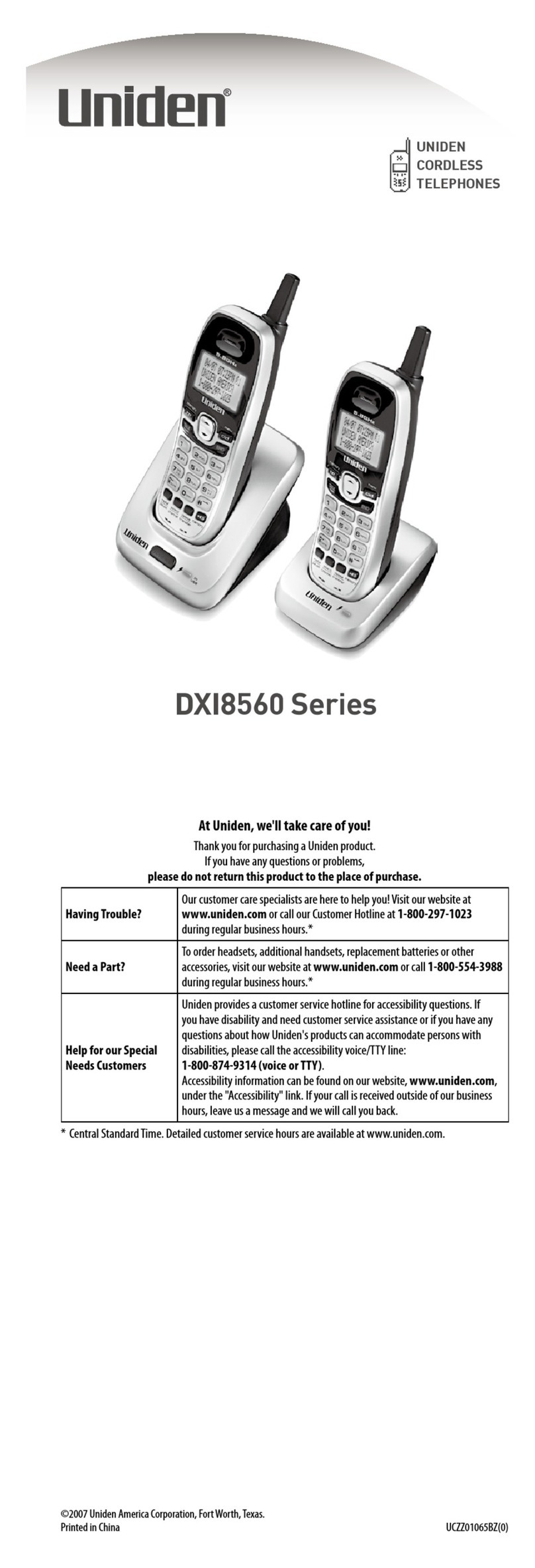 Uniden DXI8560 Series User manual