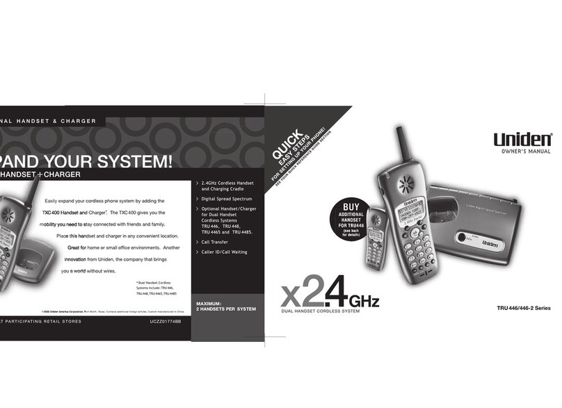 Uniden TRU 440 Series Product information sheet