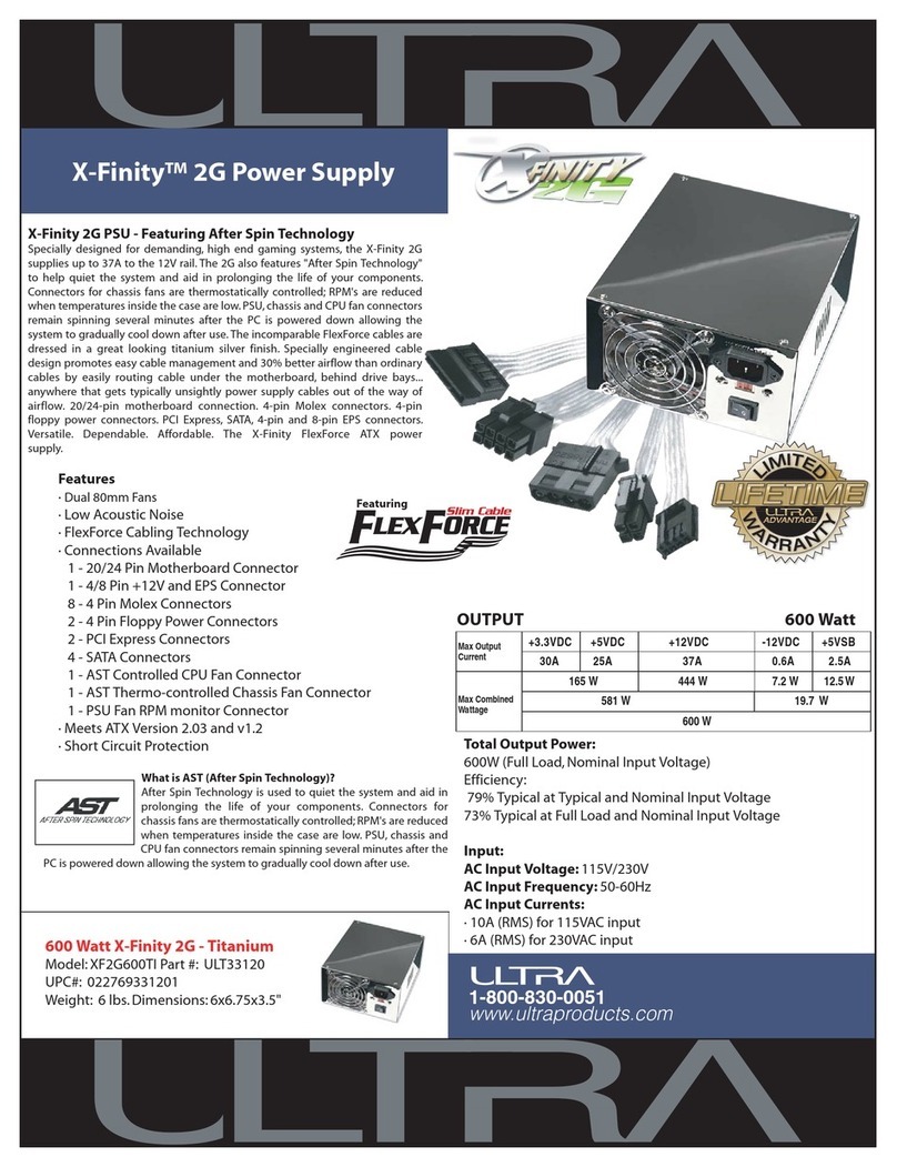 Ultra Products X-Finity Specification sheet Ultra Products X-Finity Specification sheet
