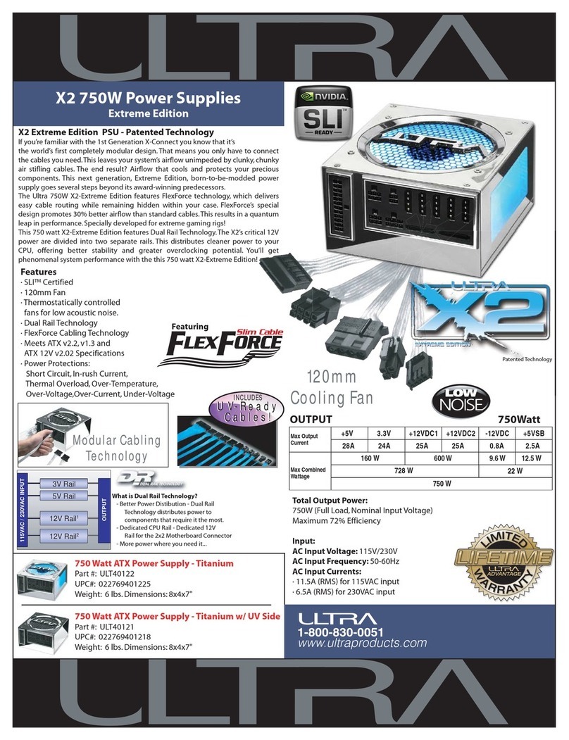 Ultra Products X2 750W Specification sheet