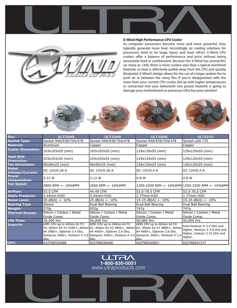 Ultra Products X-Wind High Performance CPU Cooler ULT33050 Specification sheet