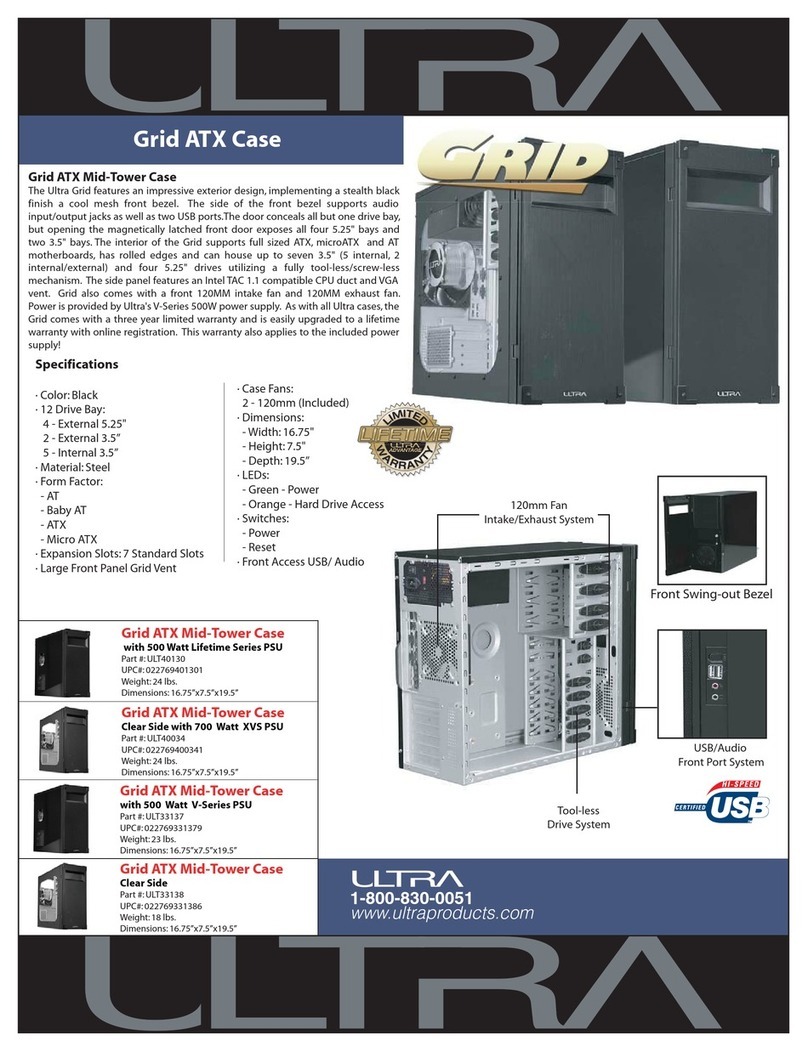 Ultra Products Mid-Tower Case Grid ATX Specification sheet