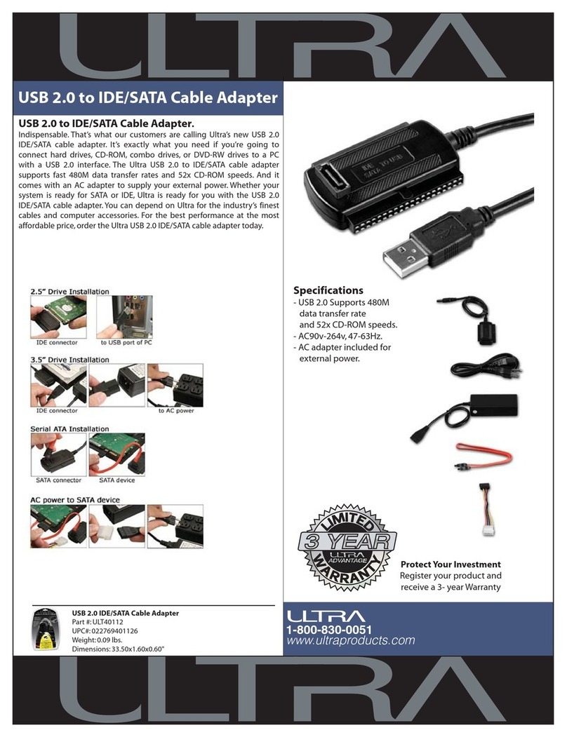 Ultra Products USB 2.0 to IDE/SATA Cable Adapter ULT40112 User manual