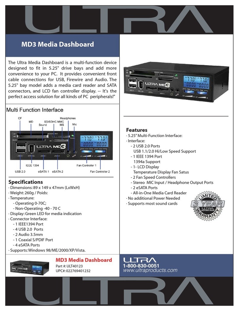 Ultra Products Media Dashboard MD3 User manual