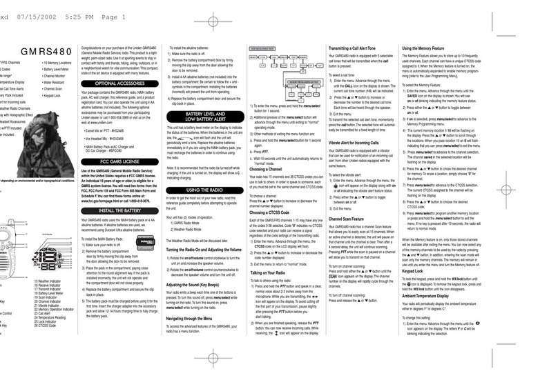 Uniden GMRS480 User manual