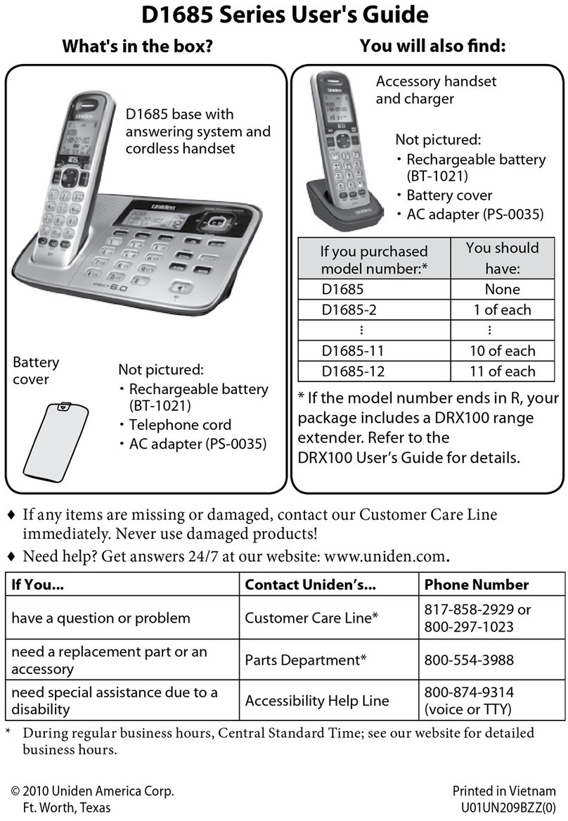Uniden D1685 user guide
