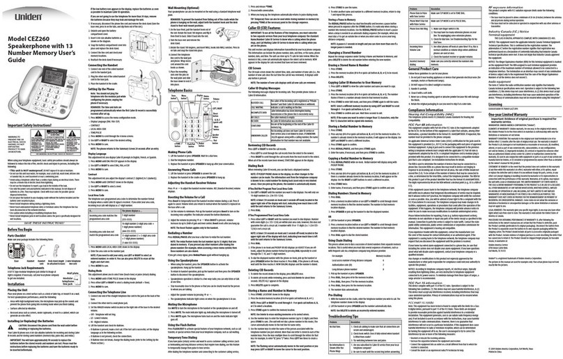 Uniden CEZ260 User manual