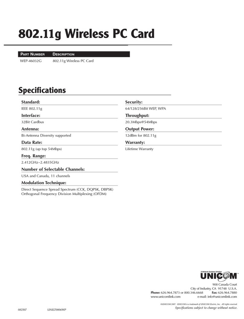 Uni-Com 802.11g Specifications