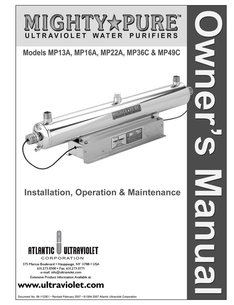 Atlantic Ultraviolet Mighty Pure MP13A User manual Atlantic Ultraviolet Mighty Pure MP13A User manual