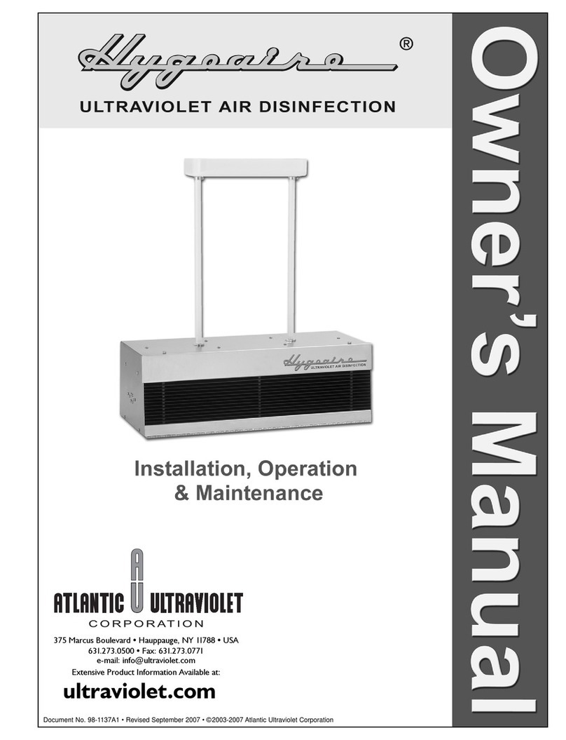 Atlantic Ultraviolet Hygeaire Air Disinfection owner's manual