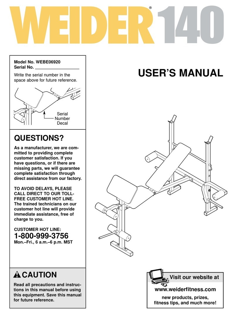 Weider 140 WEIGHT BENCH COMBO user manual
