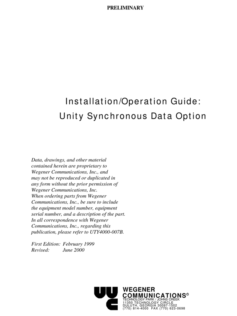 Wegener Unity Satellite Receiver Model Unity Synchronous Data... Installation & operation