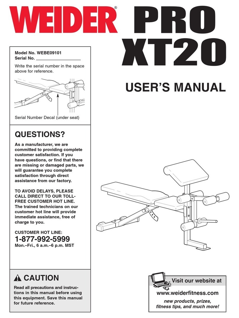 Weider Pro XT20 WEBE09101 User manual