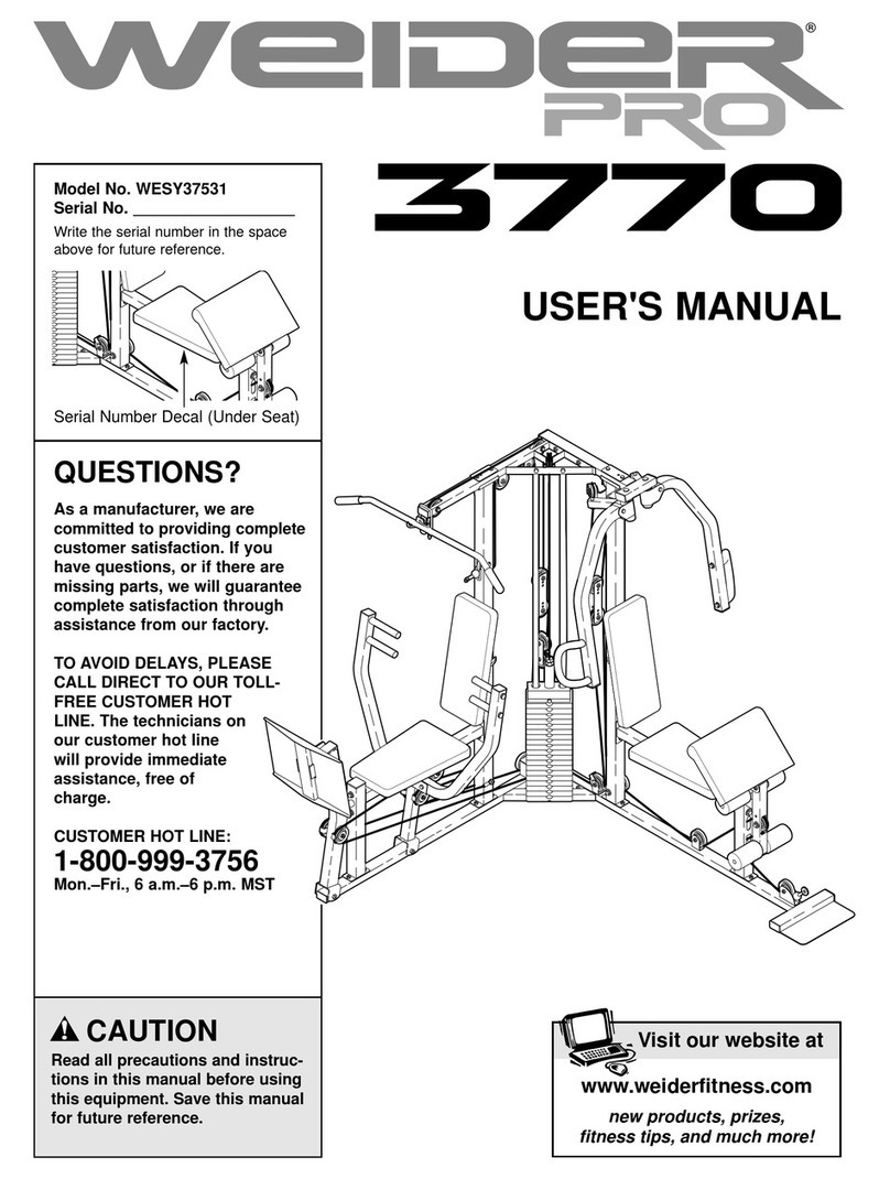 Weider Pro 3770 User manual
