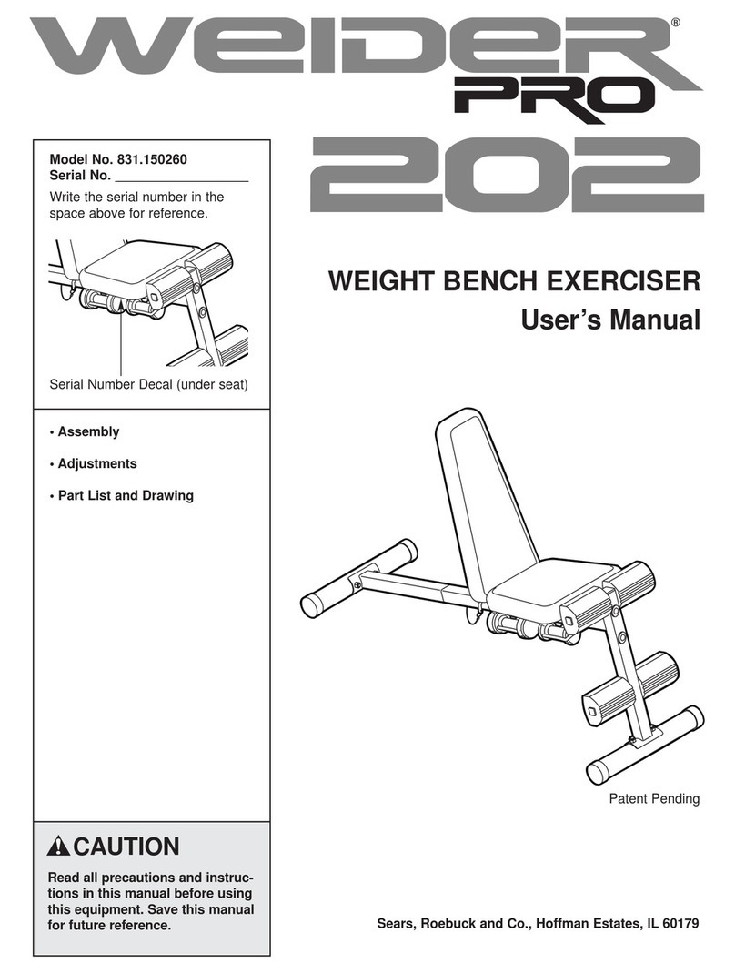 Weider Pro 202 831.150260 User manual