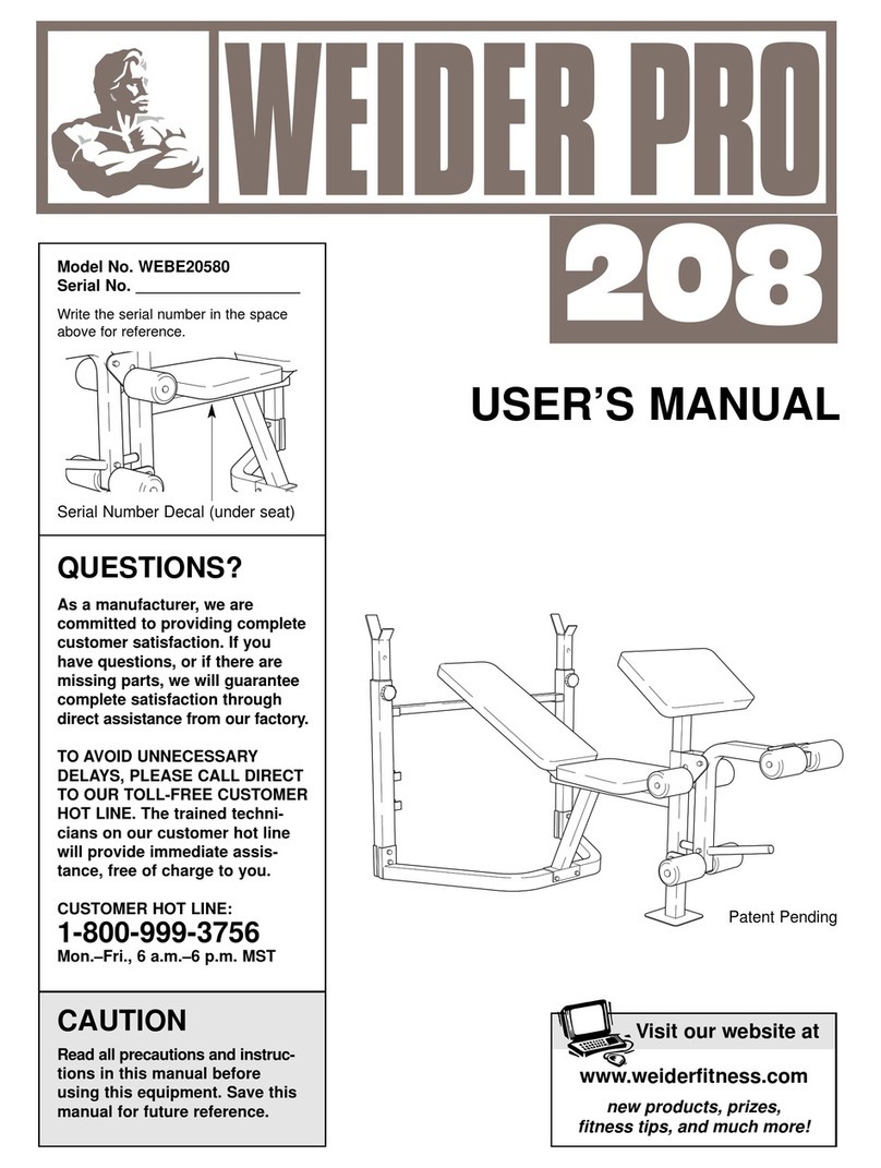 Weider Pro 208 User manual