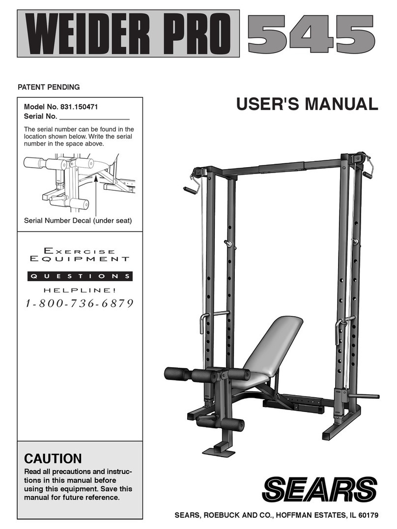 Weider Pro 545 User manual