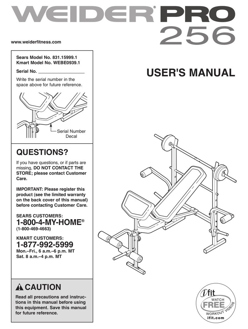 Weider 831.15999.1 User manual