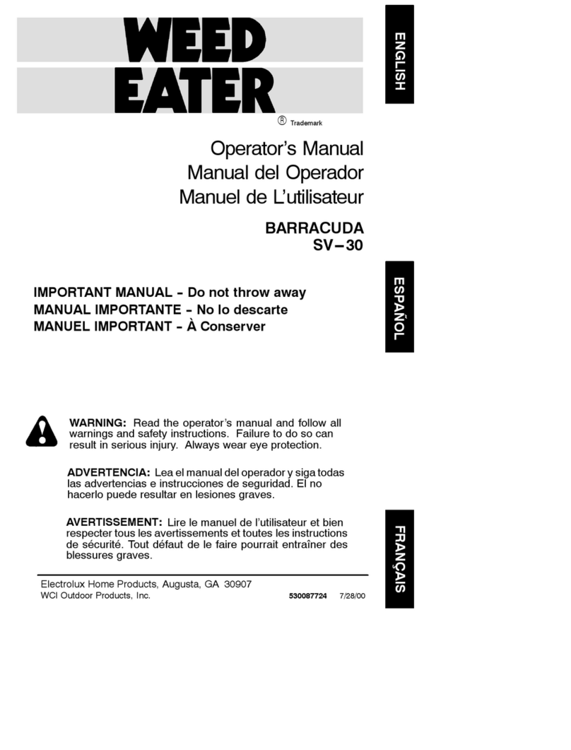 Weed Eater BARRACUDA 530087724 Operator's manual