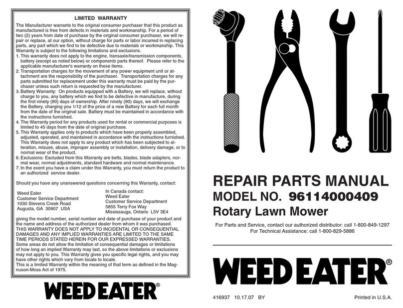 Weed Eater 96114000409 Owner's manual