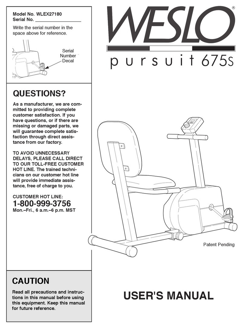 Weslo WLEX27180 User manual