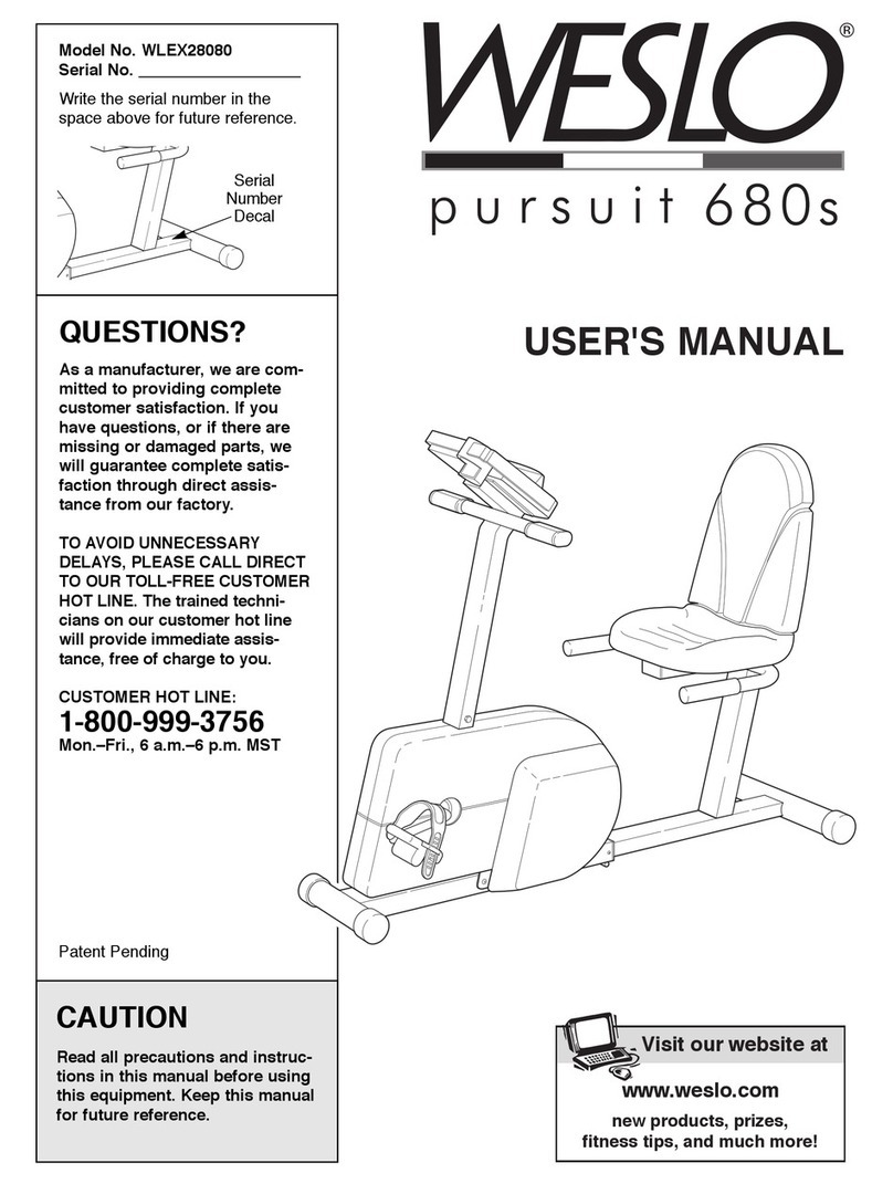 Weslo WLEX28080 user manual