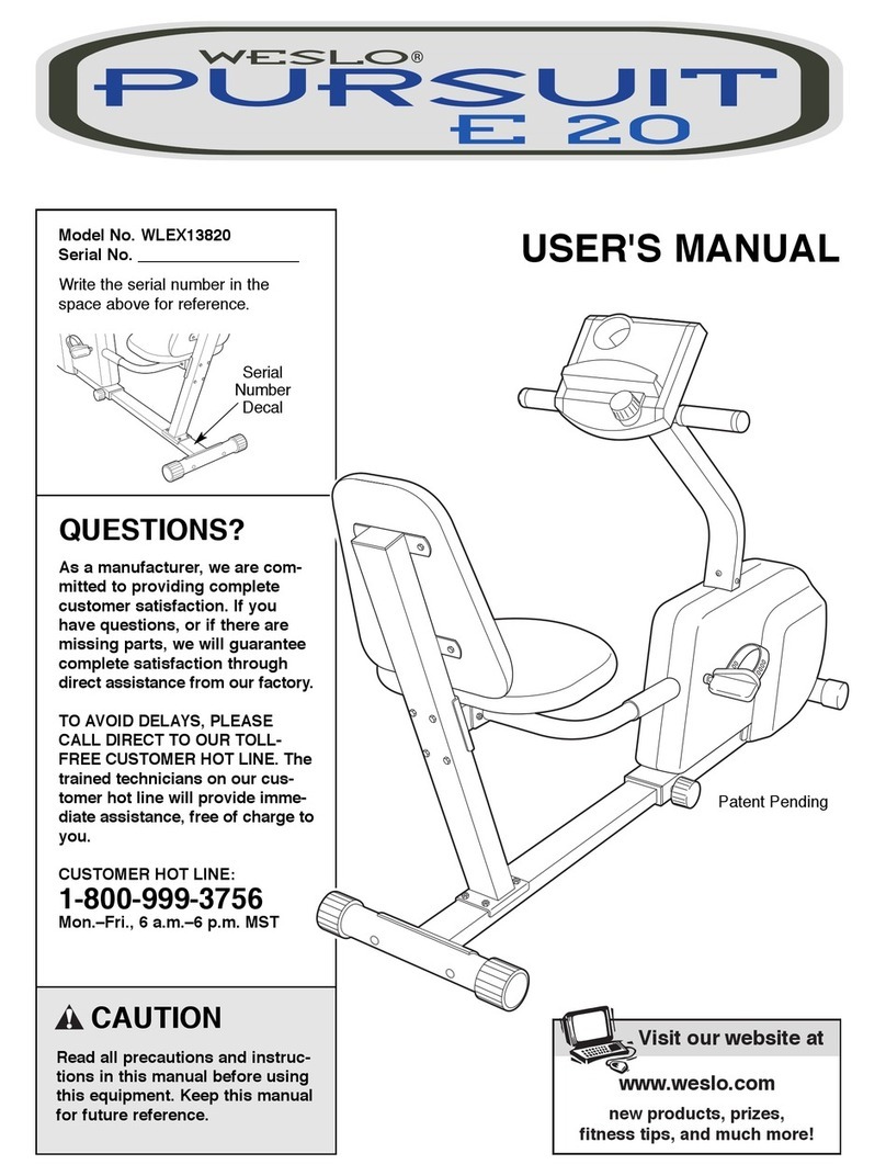 Weslo Pursuit E20 user manual