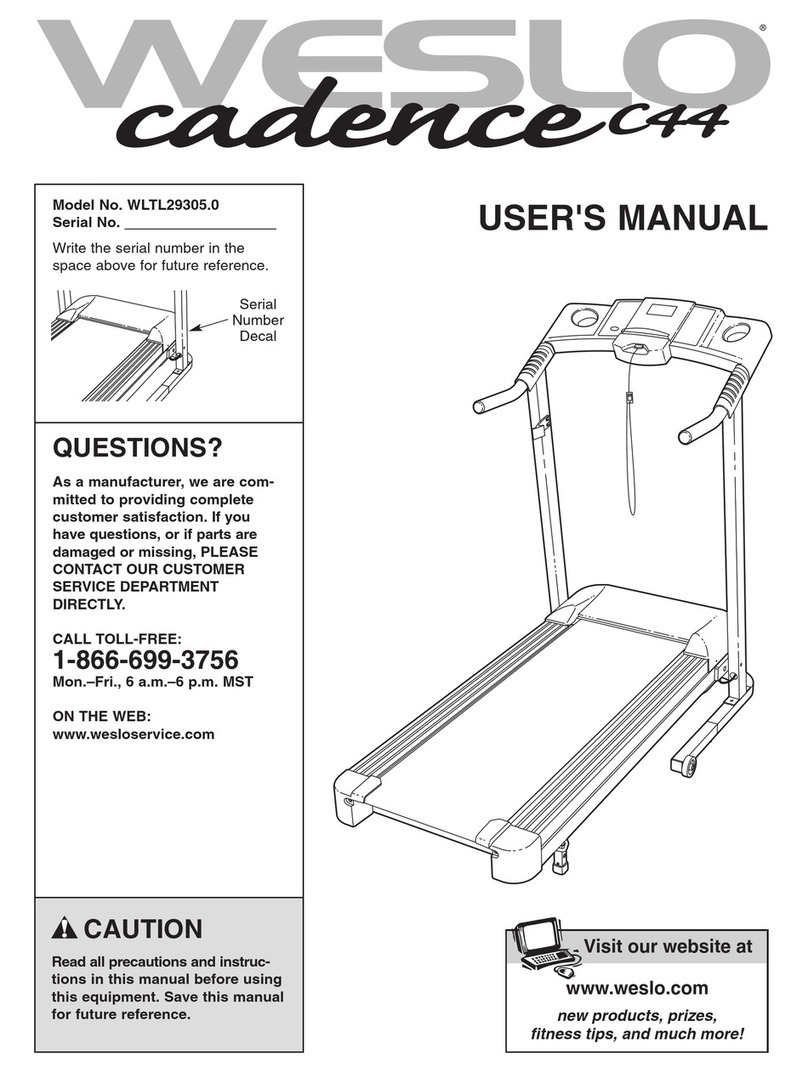 Weslo CADENCE C44 WLTL29305.0 user manual