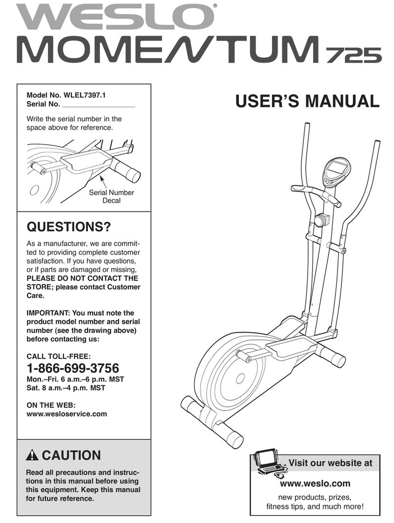 Weslo MOMENTUM WLEL7397.1 user manual