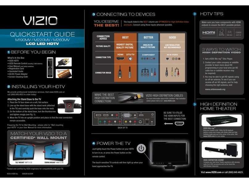 Vizio M190MV quick start guide