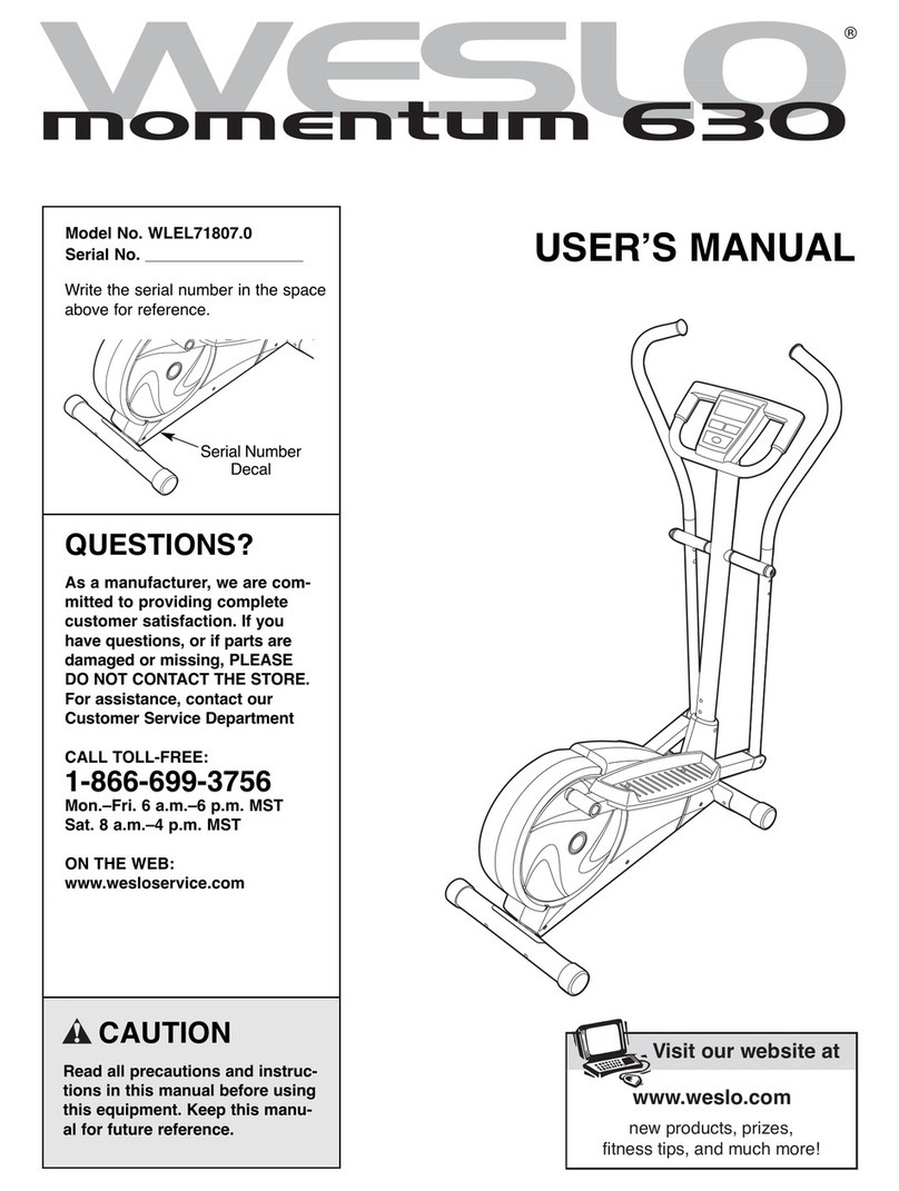 Weslo WLEL71807.0 User manual