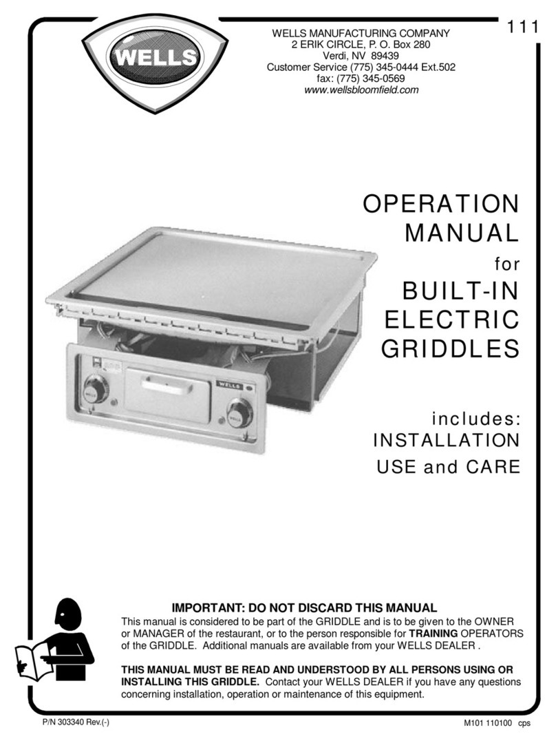 Wells Bulit-In Electric Griddles Operation manual