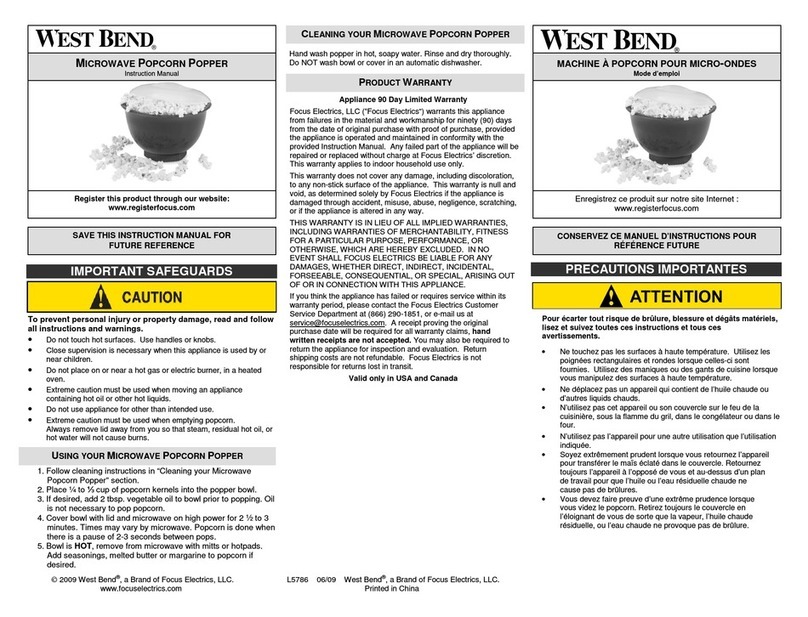 West Bend L5786 User manual