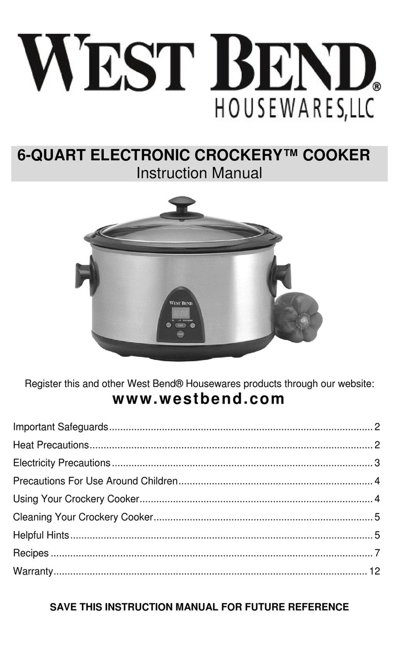 West Bend 6-QUART ELECTRONIC CROCKERYTM COOKER User manual