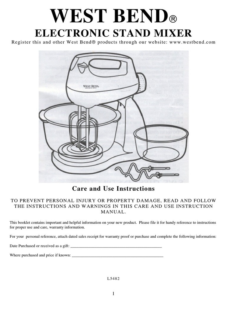 West Bend Mixer Care and use instructions