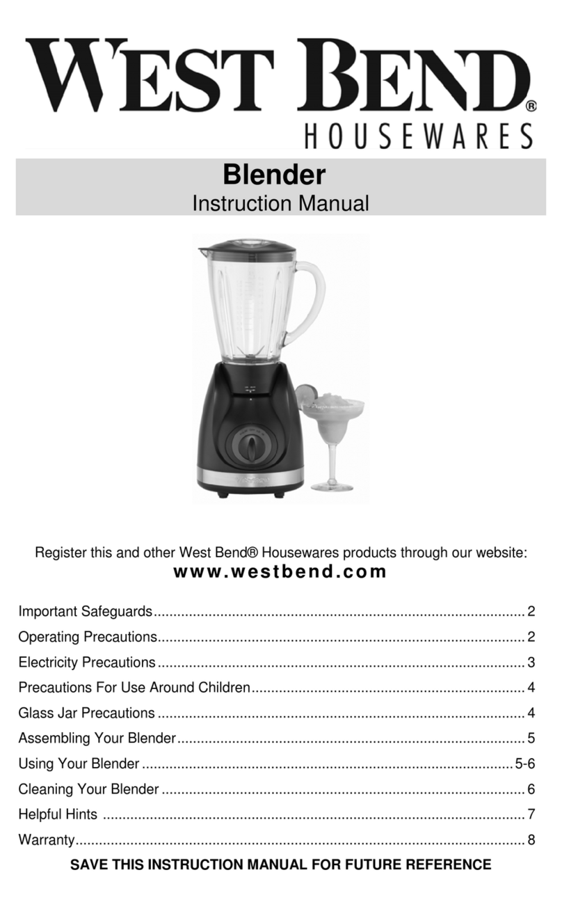 West Bend Blender instruction manual