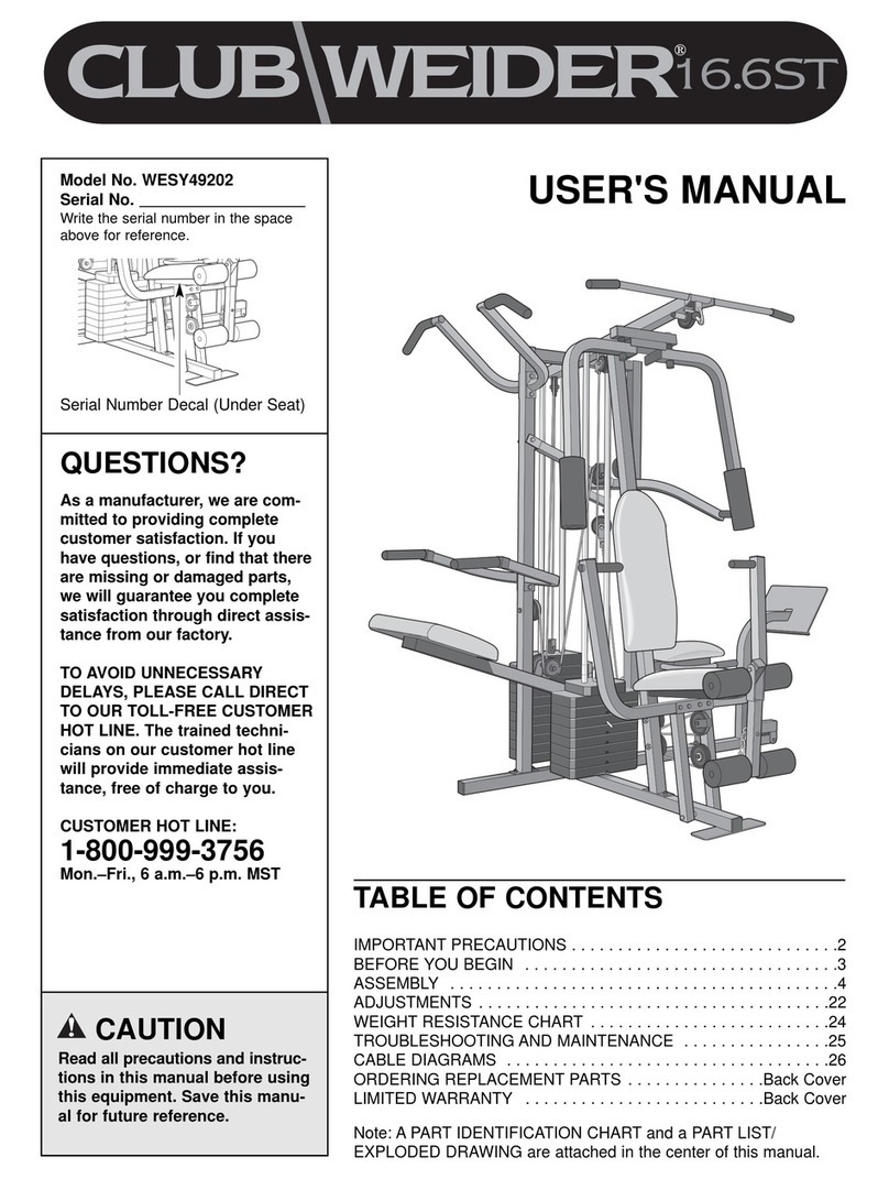 Weider WESY49202 user manual