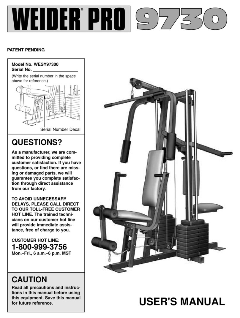 Weider Pro 9730 User manual