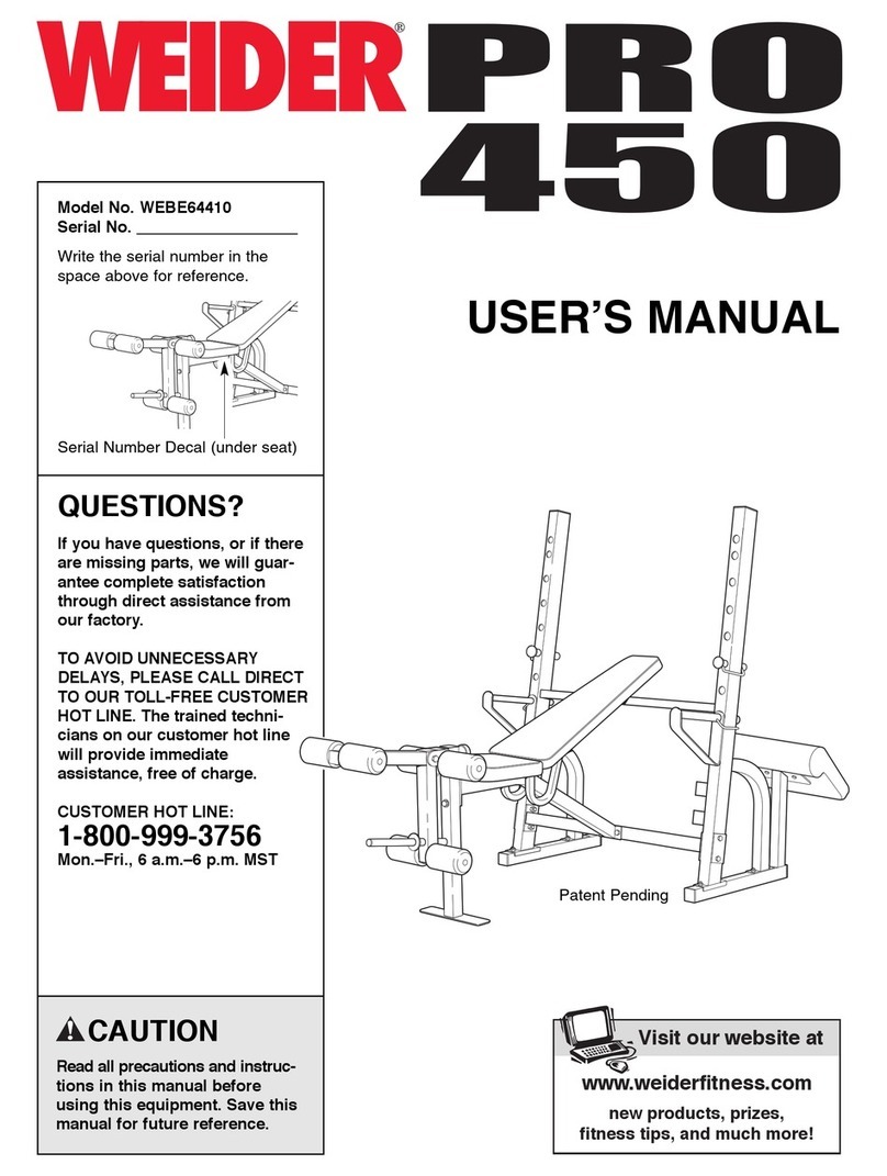 Weider Pro 450 User manual