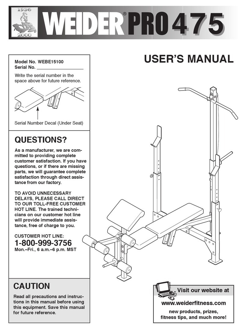 Weider Pro 475 User manual
