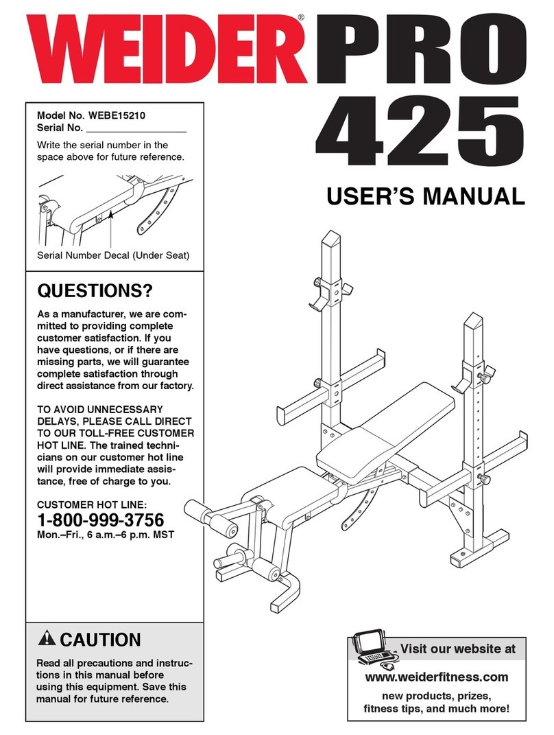 Weider Pro 425 User manual