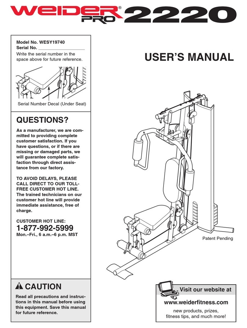 Weider Pro 2220 User manual