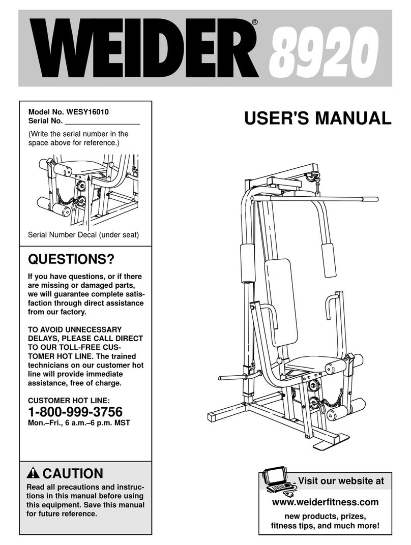 Weider WESY16010 User manual